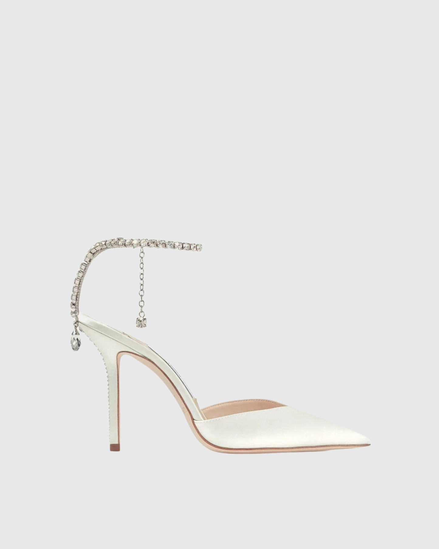 Silva Rhinestone Strap Satin Pumps In White