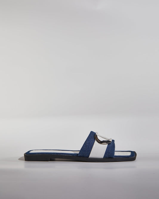 Sky Buckle Two Tone Slippers