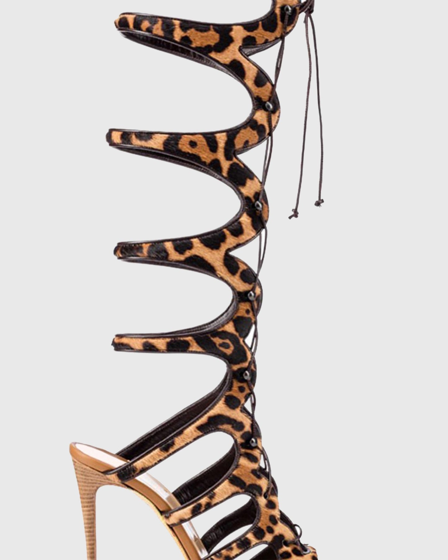 Sveva Leopard Print Lace up Sandals
