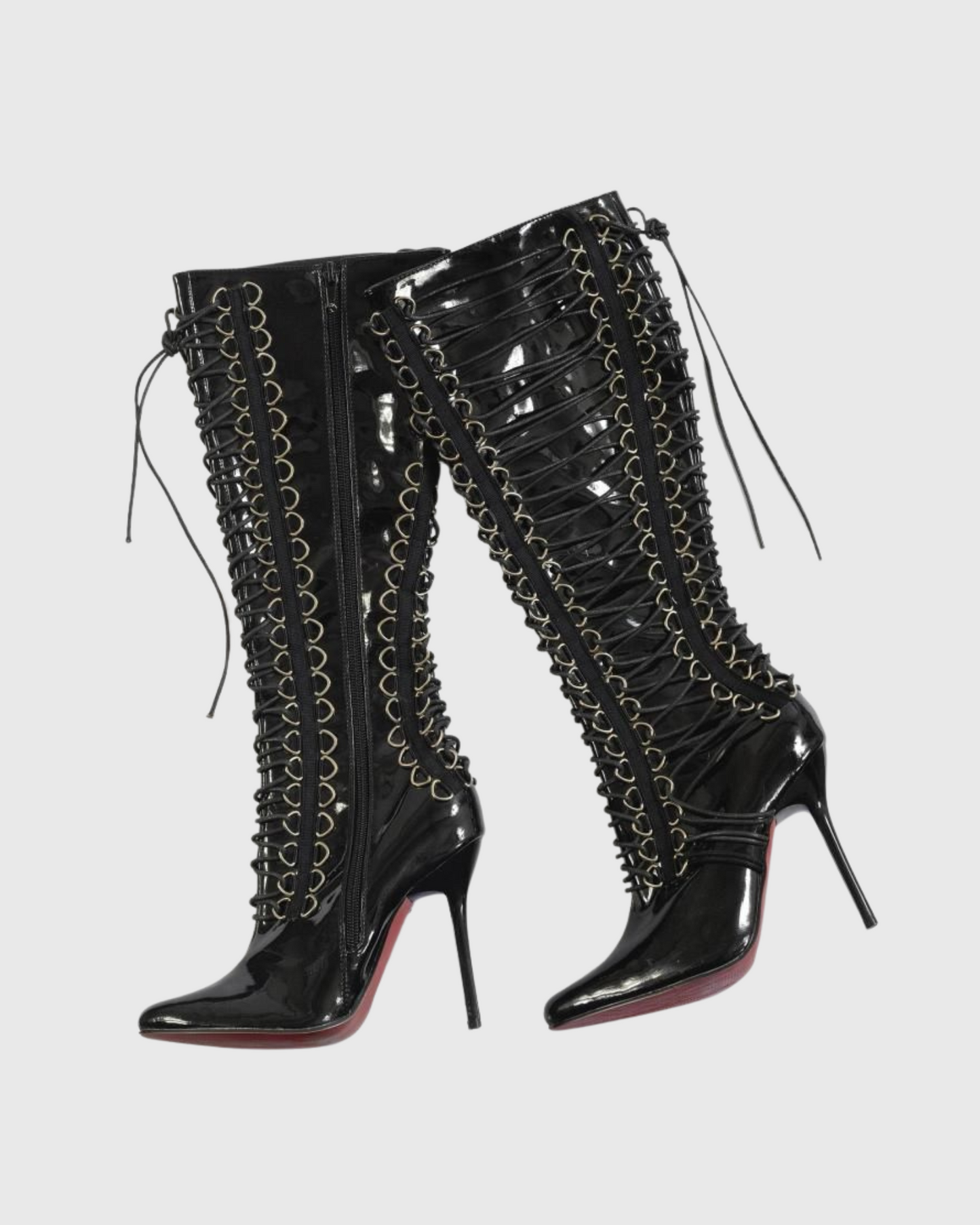 Tala Patent Leather Lace Up Knee High Boots