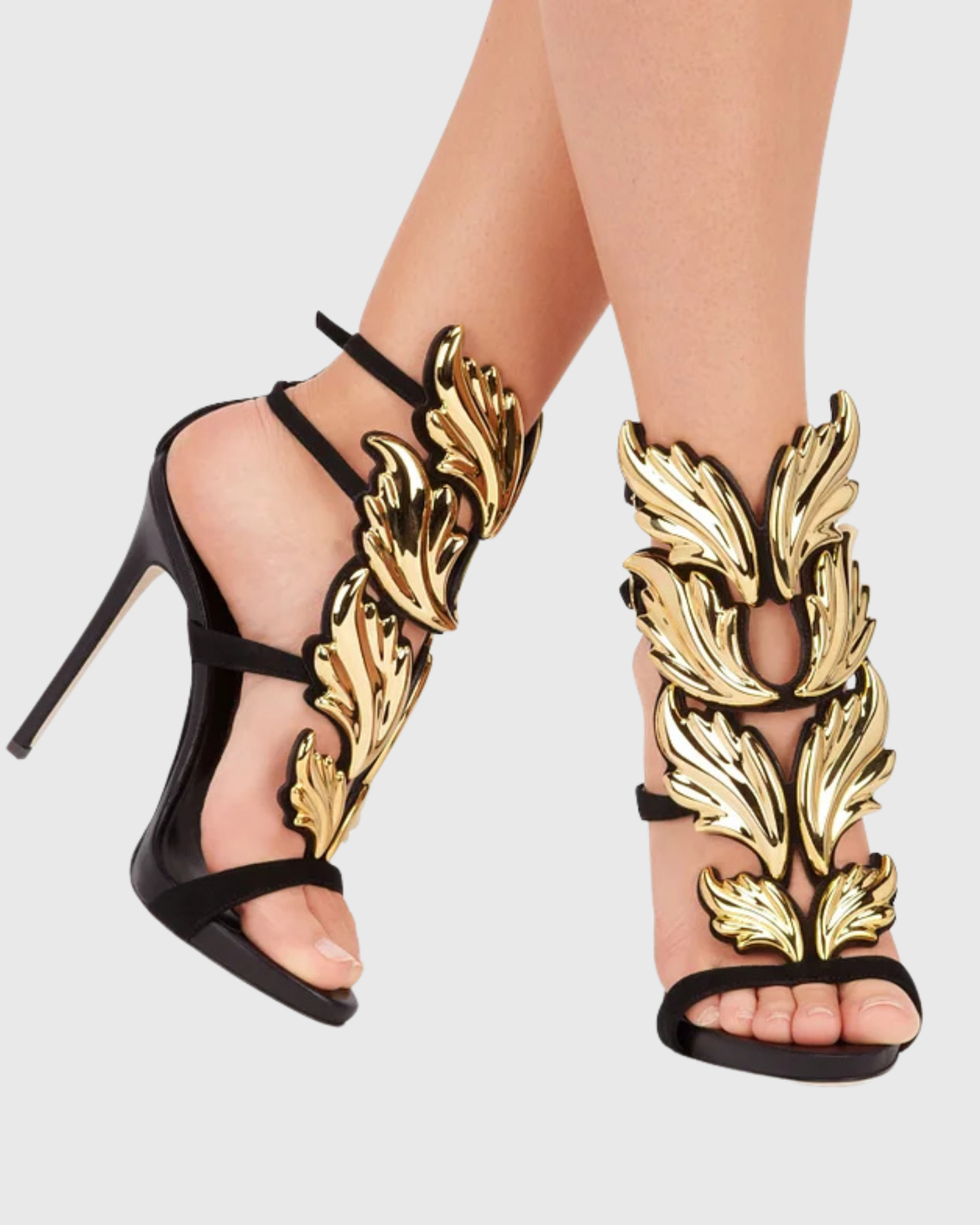 Tatiana Mirrored Wing Sandals In Black