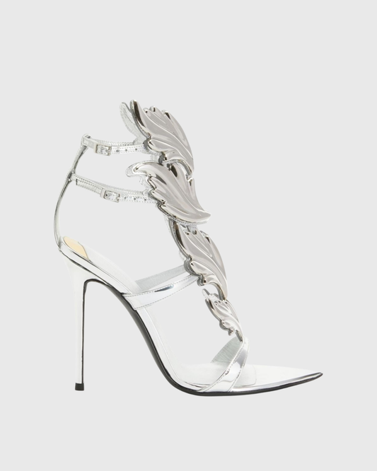 Tatiana Mirrored Wing Sandals In Silver