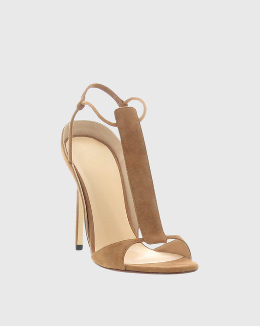 Teofila T Strap Suede Sandals In Brown