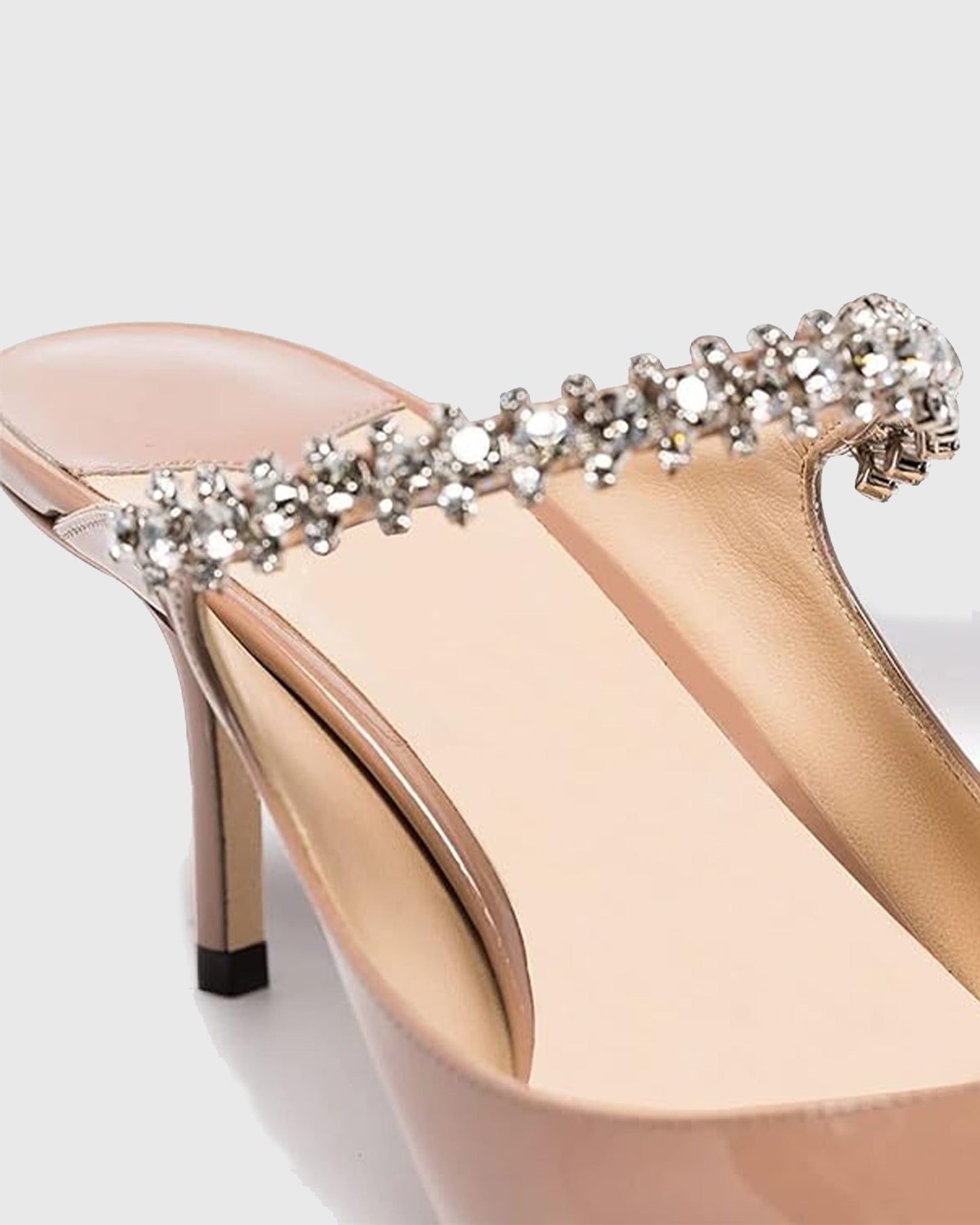Terza Rhinestone Strap Mules In Natural