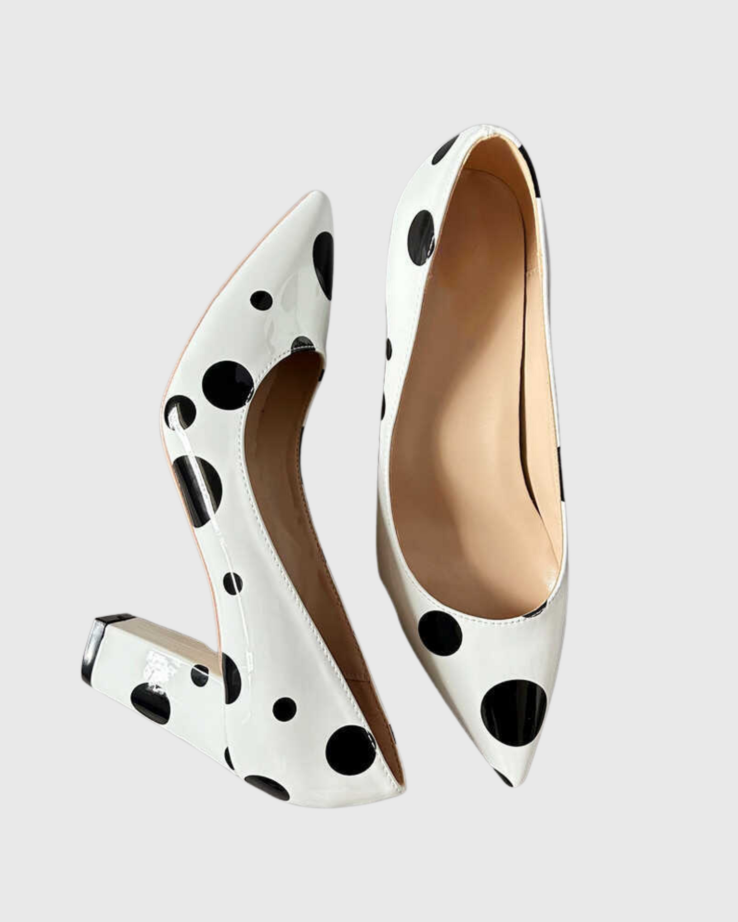 Tina Polka Dots Chunky Pumps In White