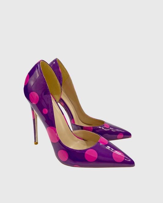 Tina Polka Dots Side Cut Pumps In Purple