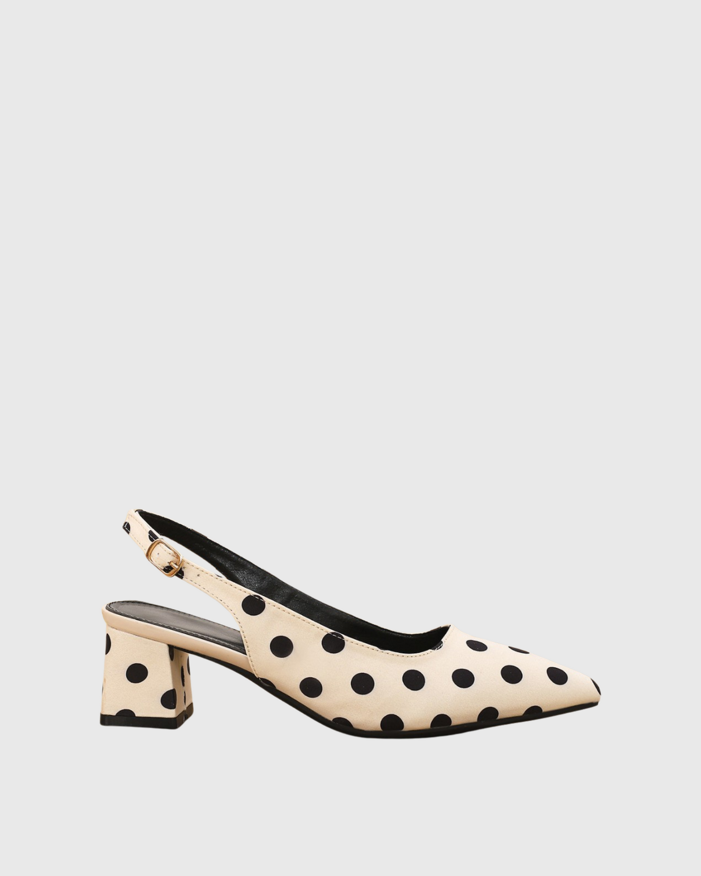 Tina Polka Dots Slingback Chunky Pumps In White
