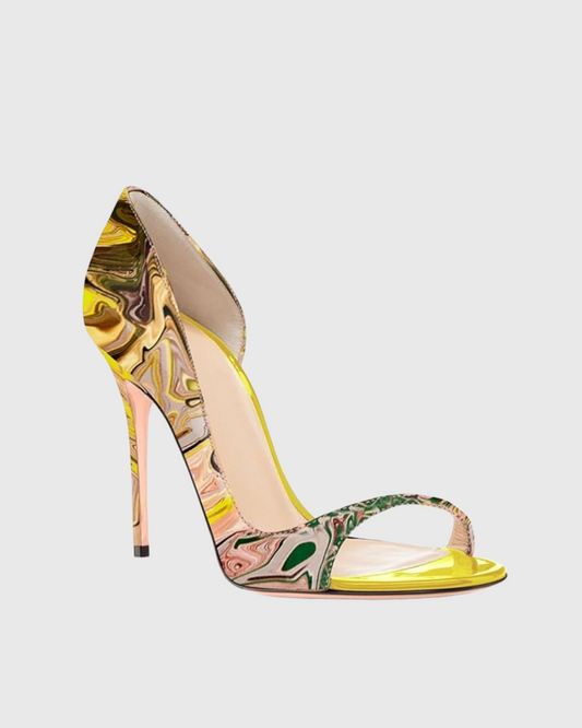 Tove Watercolor Print Pumps In Yellow