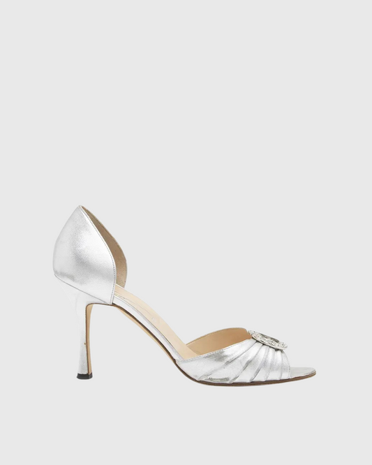 Valor Vintage Ruch Rhinestone Sandals In Silver