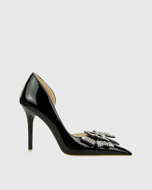 Venera Rhinestone Bow Pumps In Black
