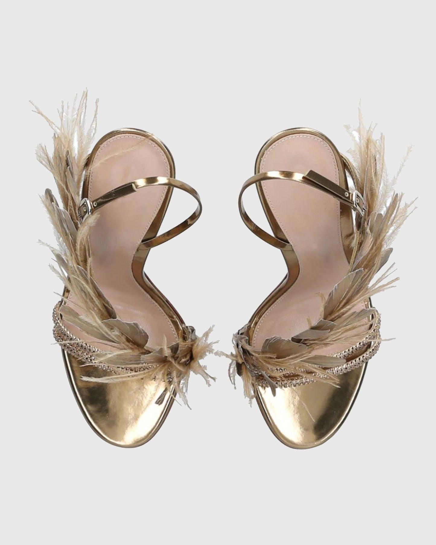 Vera Feather Slingback Sandals In Gold