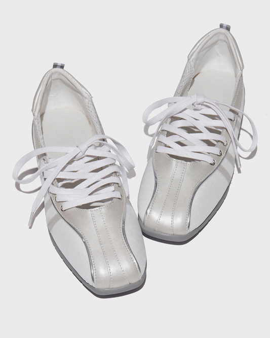 Via Leather Lace Up Ballet Flats Sneakers