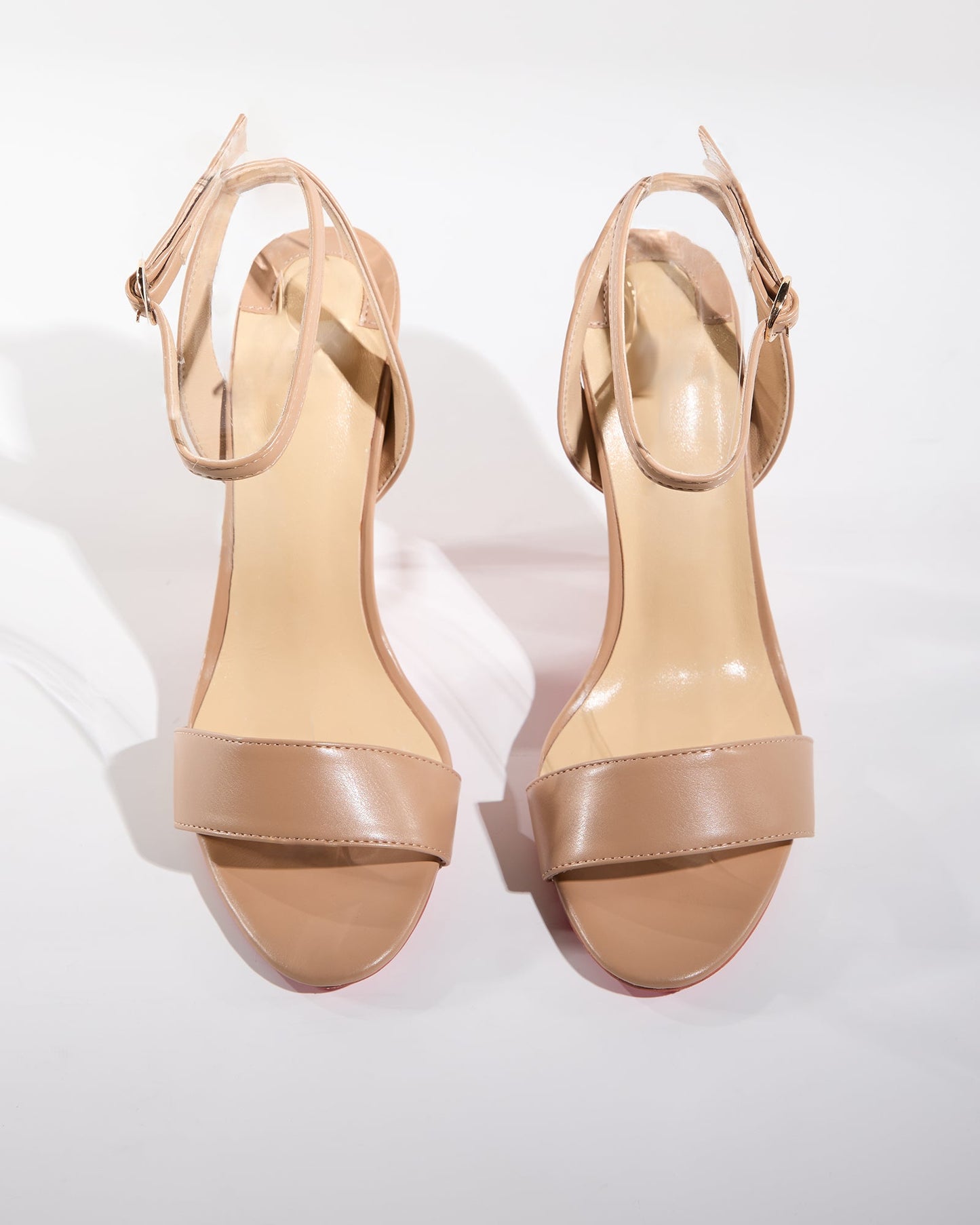 Wallis Rhinestone Geometric Heels In Beige