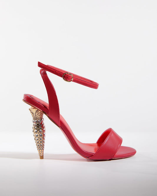 Wallis Rhinestone Geometric Heels In Red