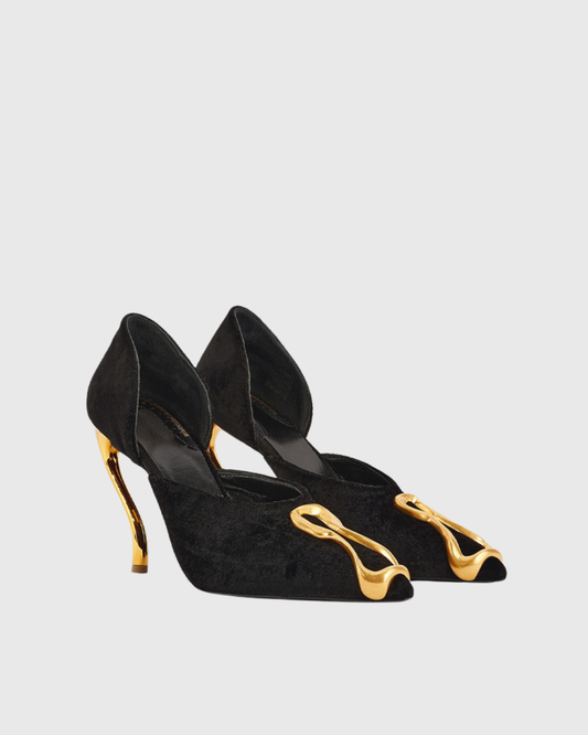 Yadira Metal Keyhole Irregular Pumps