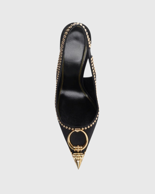 Yaiza Metal Studs Slingback Pumps