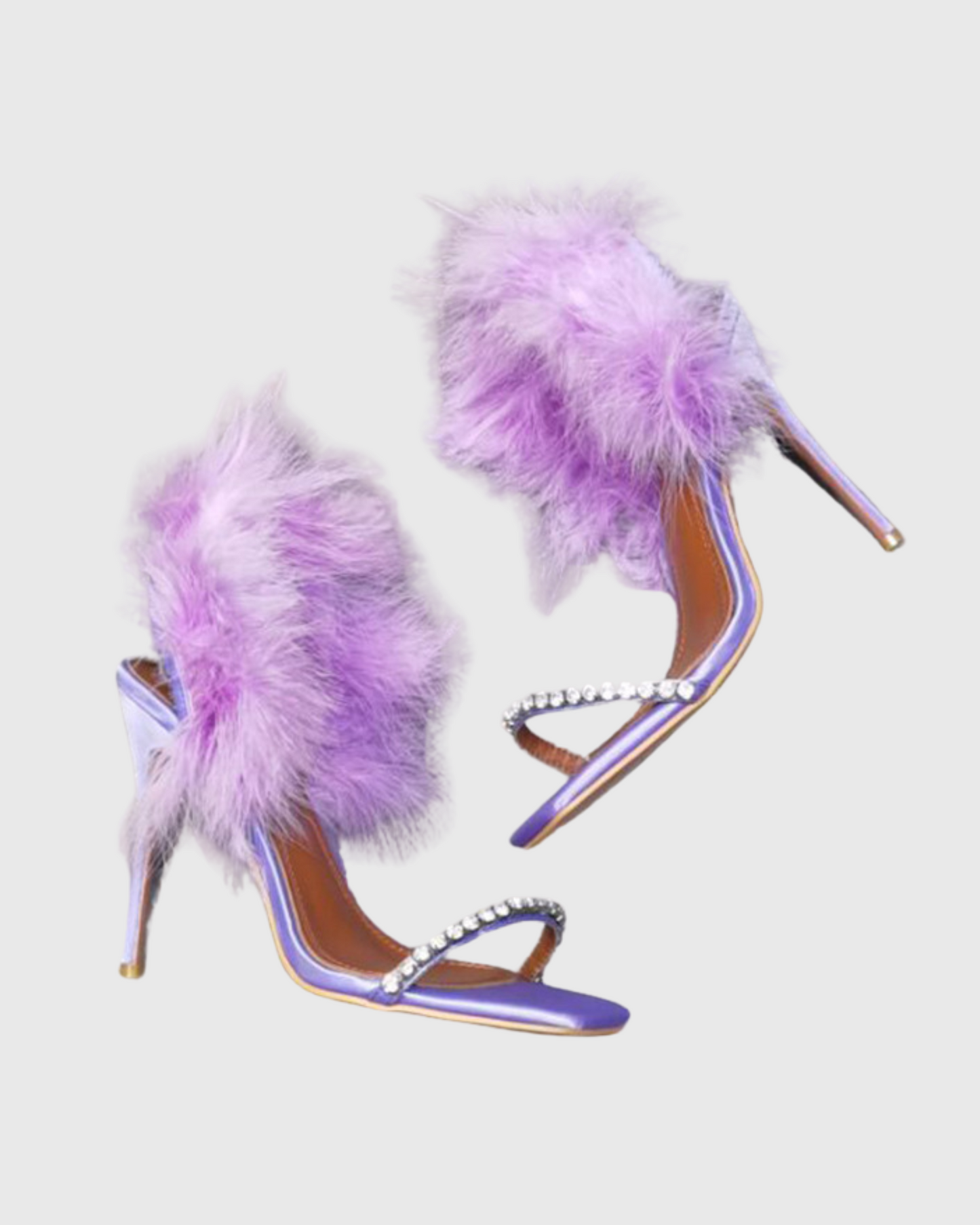 Yaliza Feather Slingback Sandals In Purple