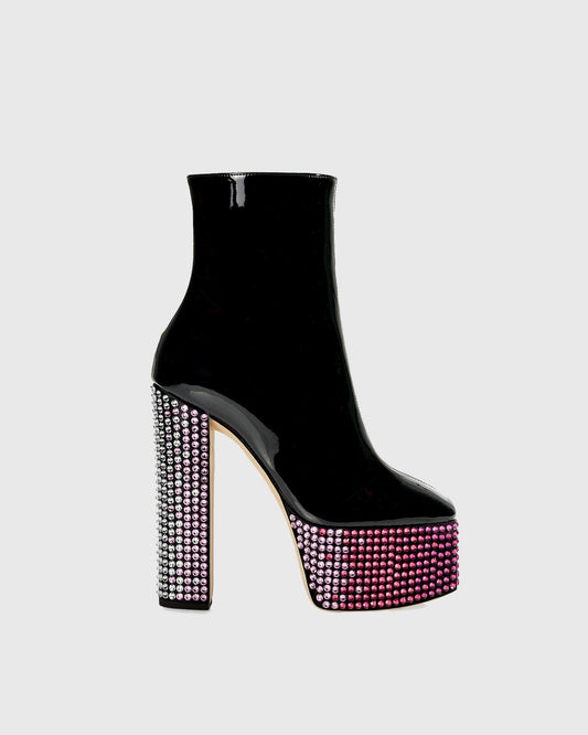 Yareli Rhinestone Platform Ankle Boots