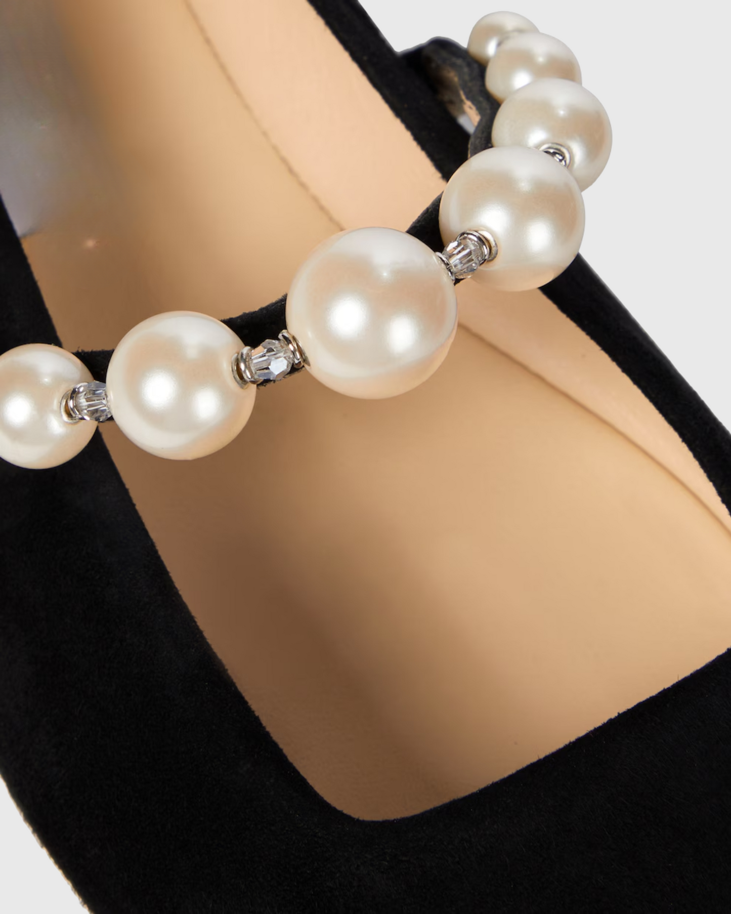 Yelena Pearl Strap Flats In Black