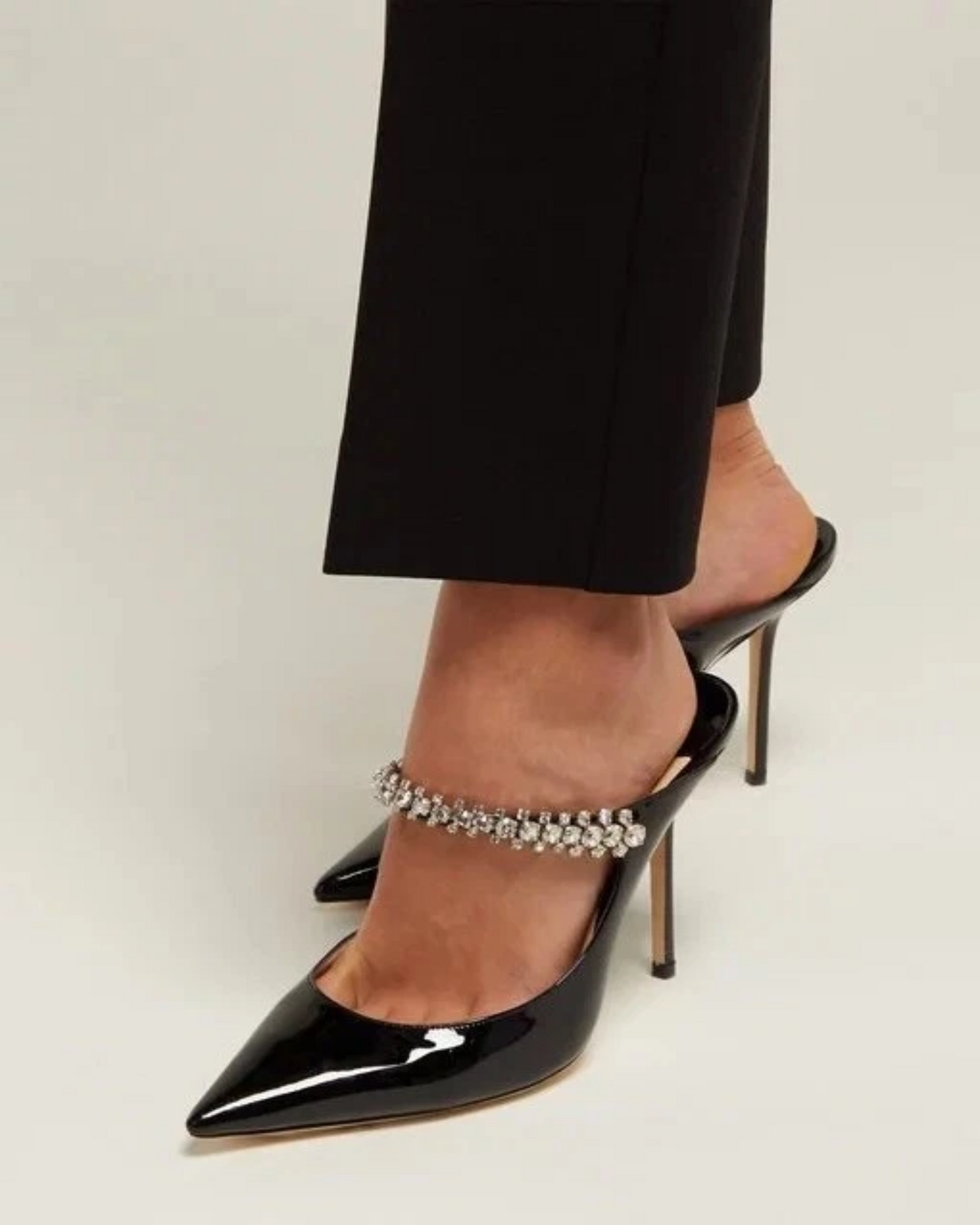 Terza Rhinestone Strap Mules In Black