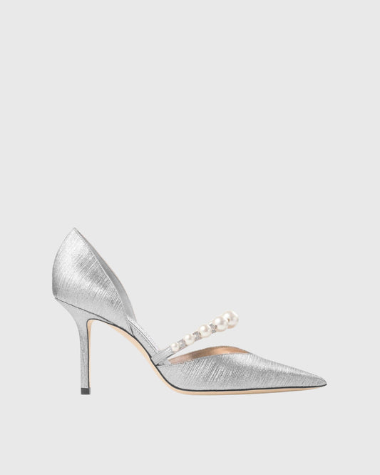 Yelena Pearl Strap Pumps In Silver
