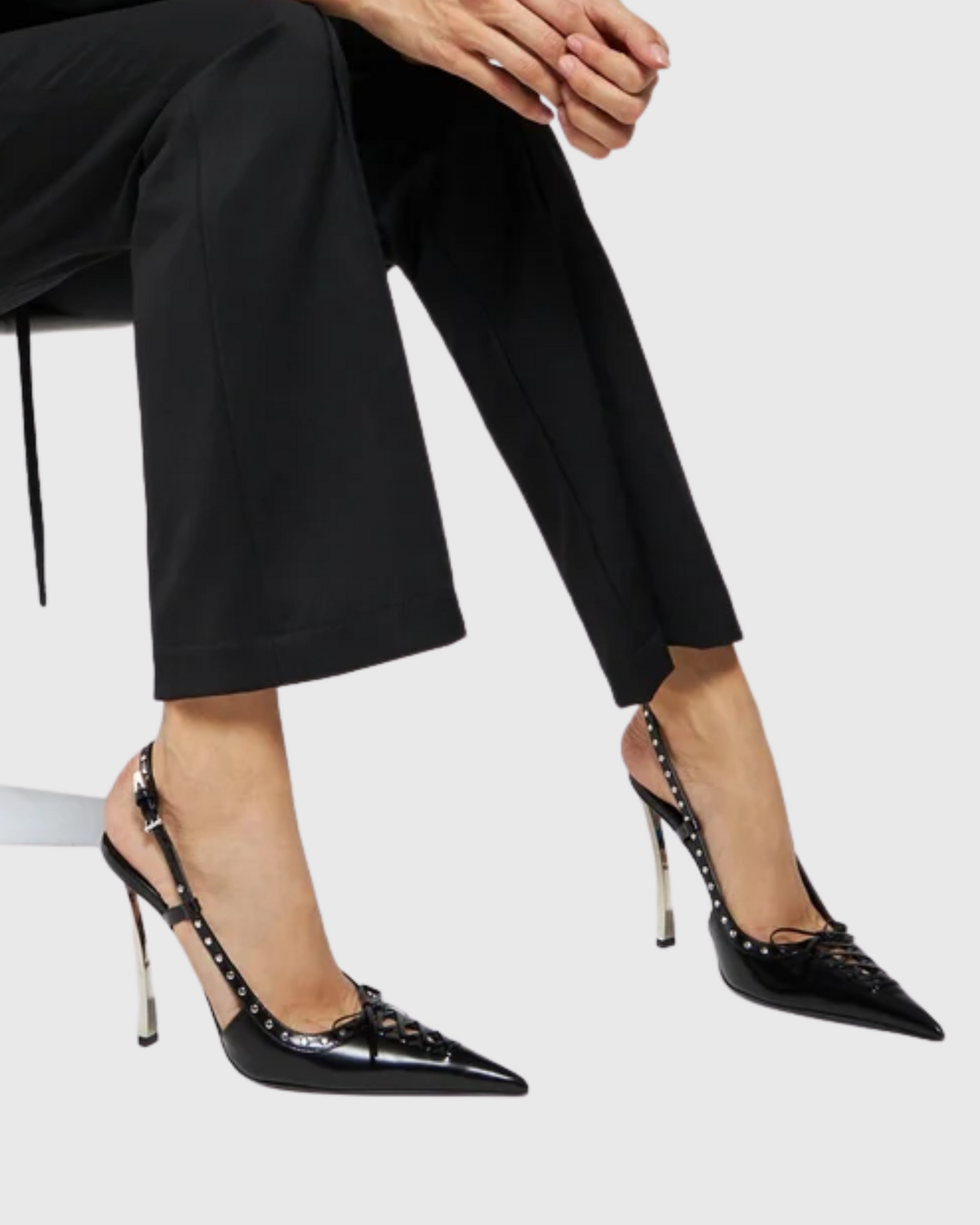 Zabella Rivet Slingback Pumps In Black