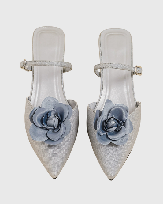 Zadie Rose Satin Mules In Blue