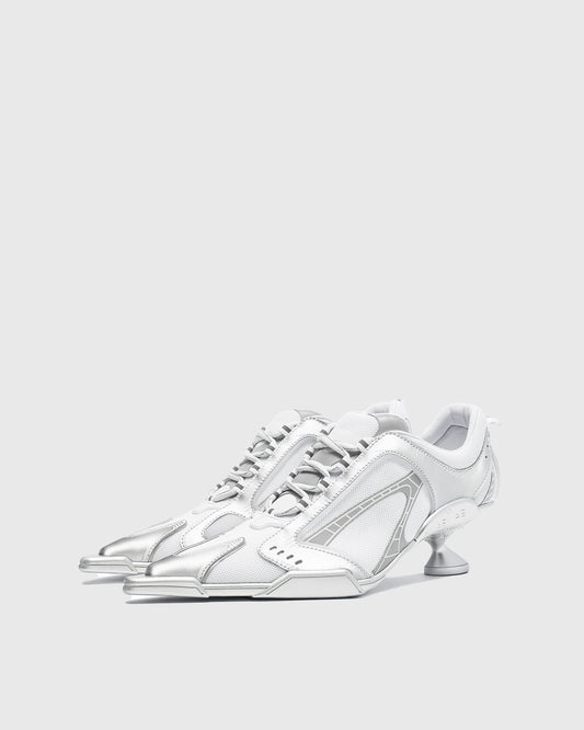 Zahava Lace up Sneaker Flared Heels In Silver