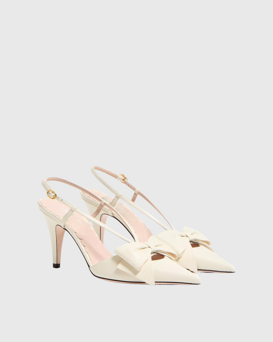 Zaina Bow Slingback Pumps In Cream