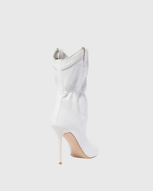 Zayd Leather Cowbot Boots In White