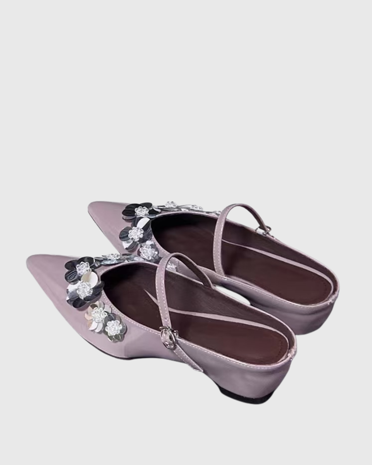 Zeta Flower Embellished Wedge Mules In Violet