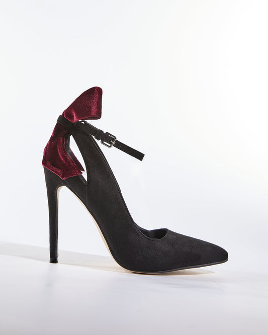 Zuri Red Bow Velvet Pumps