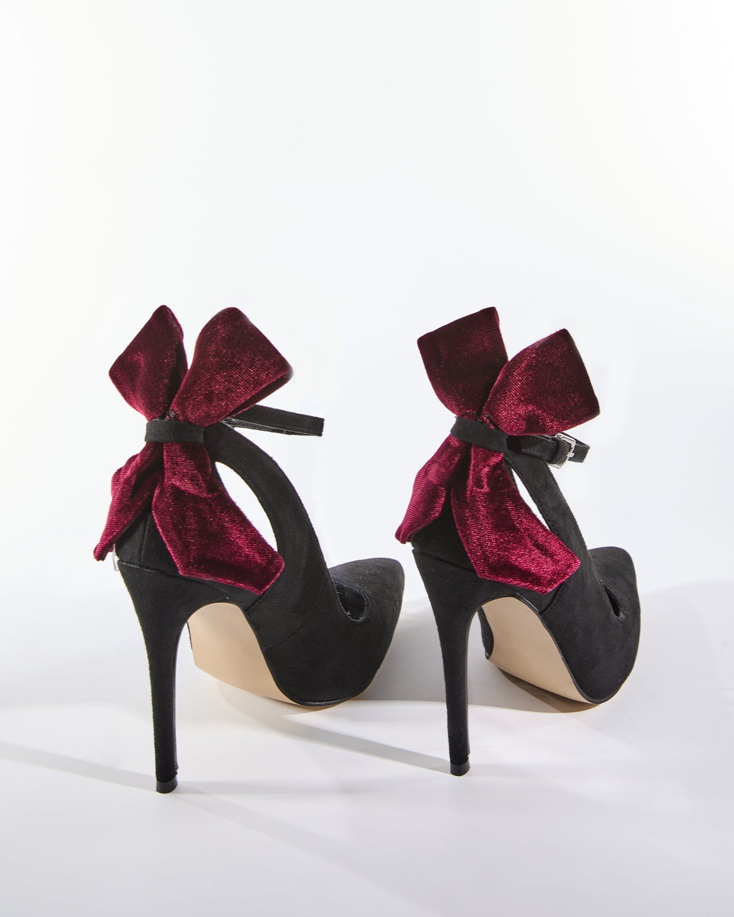 Zuri Red Bow Velvet Pumps