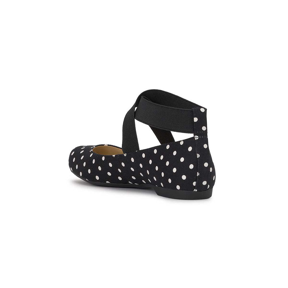Black Square Toe Stretchy Crisscross Strap Ballet Flats with Polka Dot