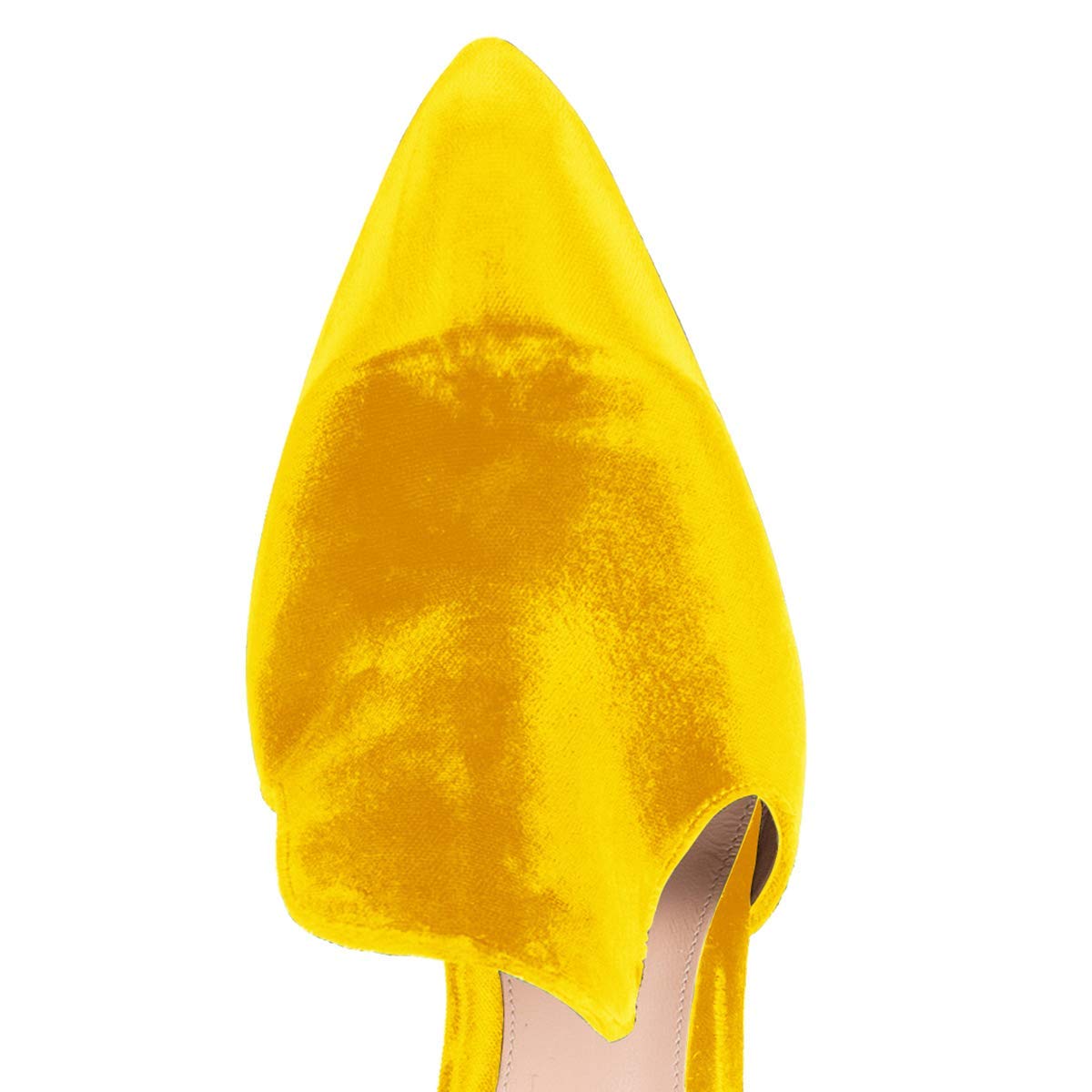Yellow Double D'Orsay Pointy Toe Stiletto Heels Pumps