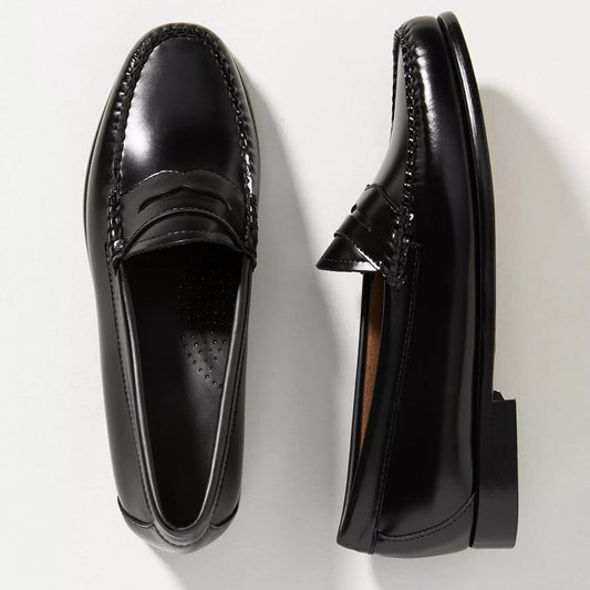 Black Vegan Leather Round Toe Flat Slip-On Formal Loafers
