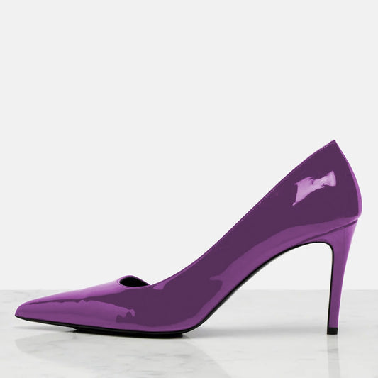 Women's Purple Pointed Toe Stiletto Heel Slip-On Pumps Shoes