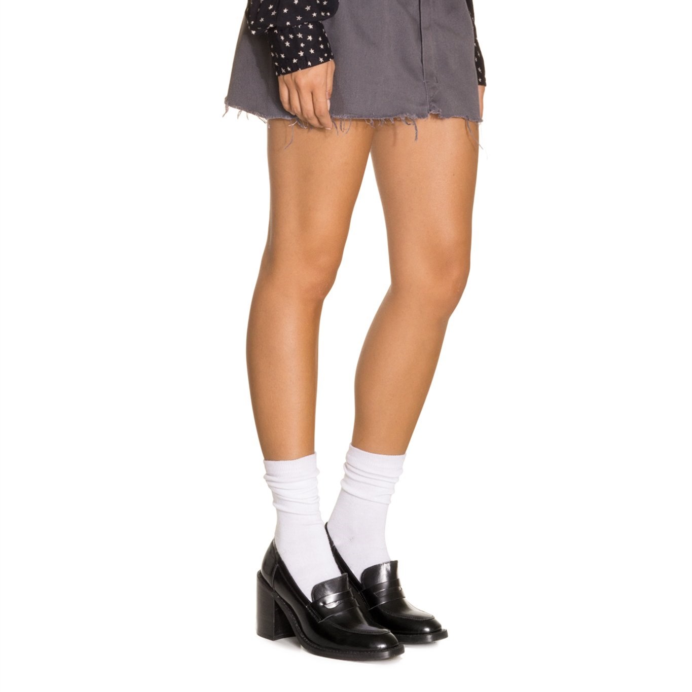 Black Vintage Shoes Round Toe Block Heel Penny Loafers for Women