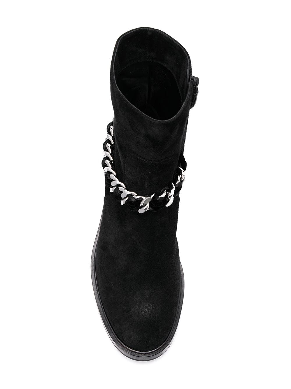 Women's Black Casual Vegan Suede Flats Ankle Boots with Chain