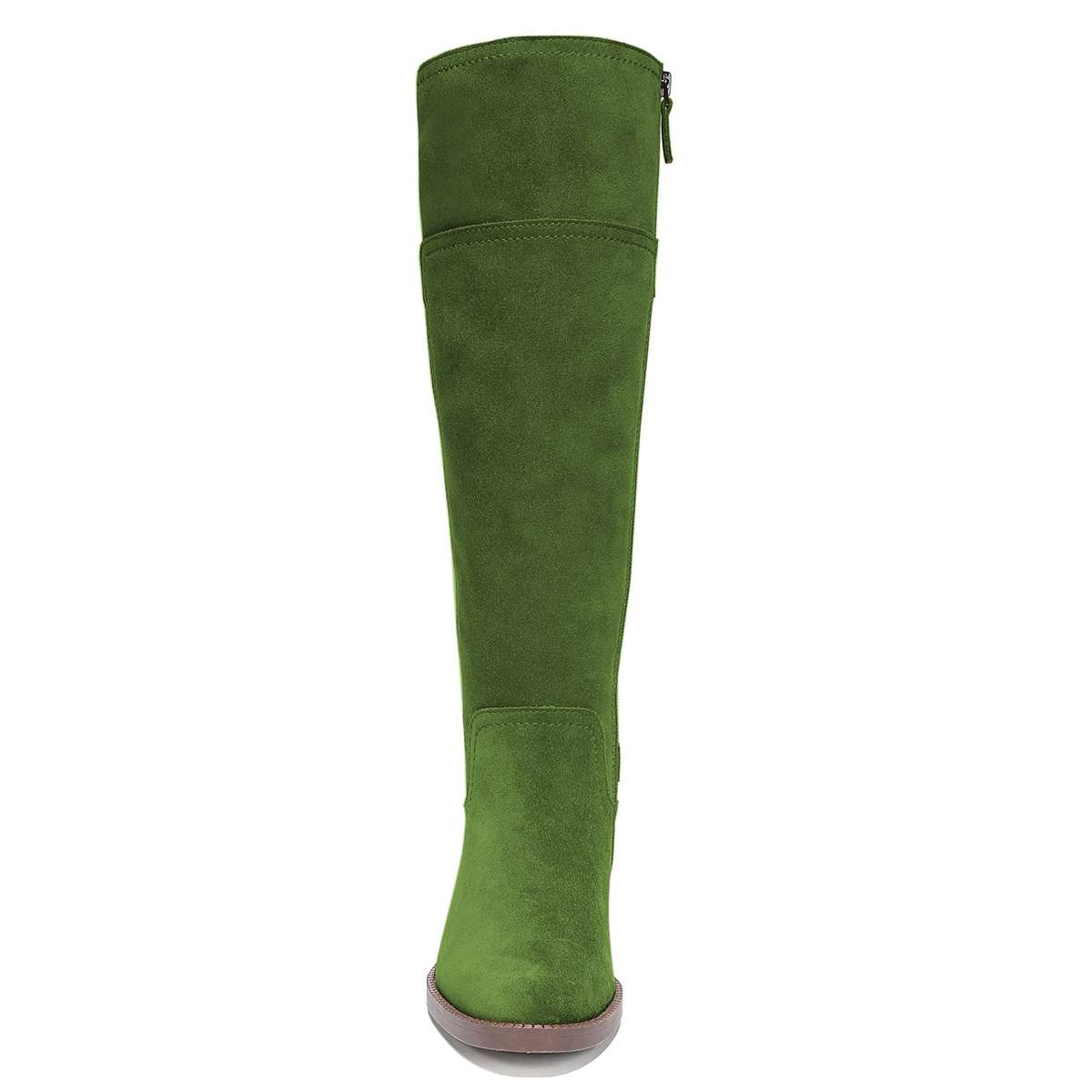 Green Vegan Suede Zipper Round Toe Flat Knee High Boots