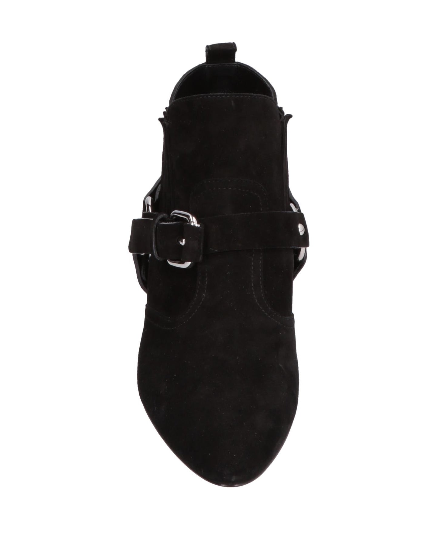 Black Buckle Fashion Booties Block Heel Vegan Suede Ankle Boots