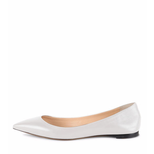 Women's Off-White Pointed Toe Comfortable Flats