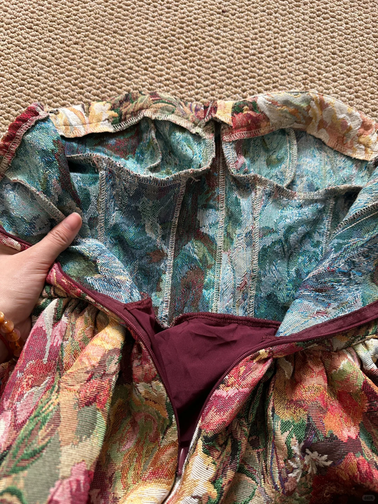 Vintage Colorful Floral Design Strapless Romantic A-line Short Homecoming Dress TP4026