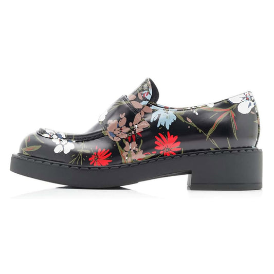 Multicolor Floral Print Chunky Heel Platform Women's Loafers