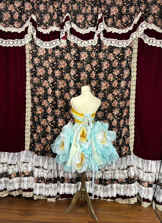 Vintage 3D Flowers Strapless A-Line Short Party Dresses Homecoming Dresses TP3913