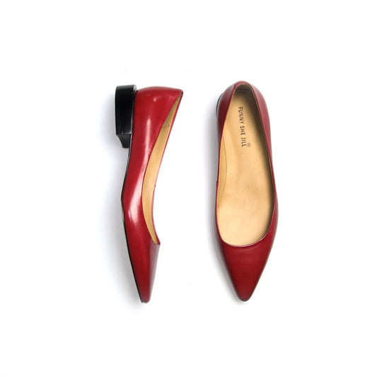 Women's Genuine Leather Commuting Pointed Toe Low Heel Pumps Shoes