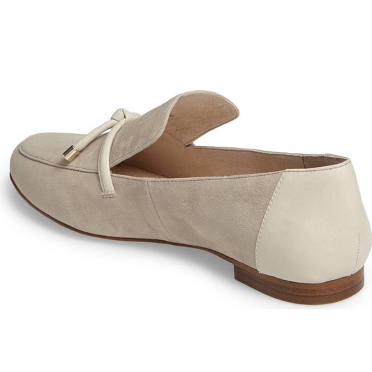 Vegan Suede Khaki Round Toe Bow Tie Flats Loafer Shoes for Women