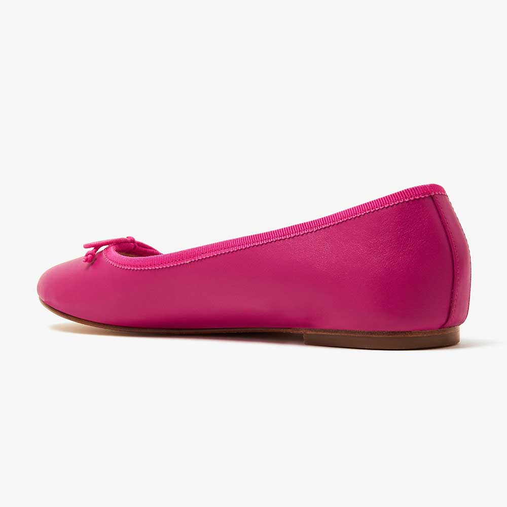 Chic Fuchsia Round Toe Classic Bow Detail Ballet Flats for Women