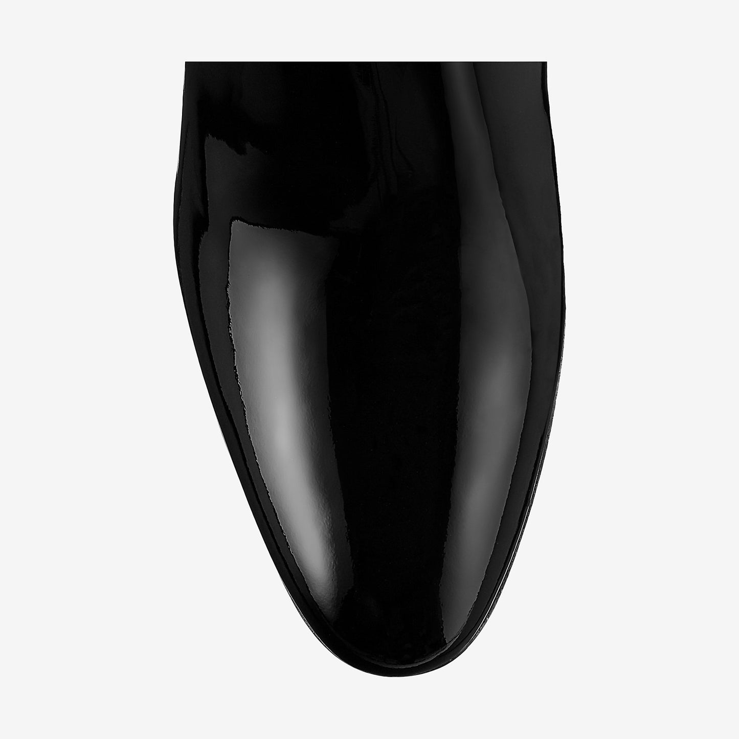 Black Patent Leather Chunky Heel Booties Round Toe Lock Ankle Boots