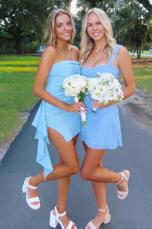 Elegant Tight Party Dress Ruched Short Cocktail Dresses